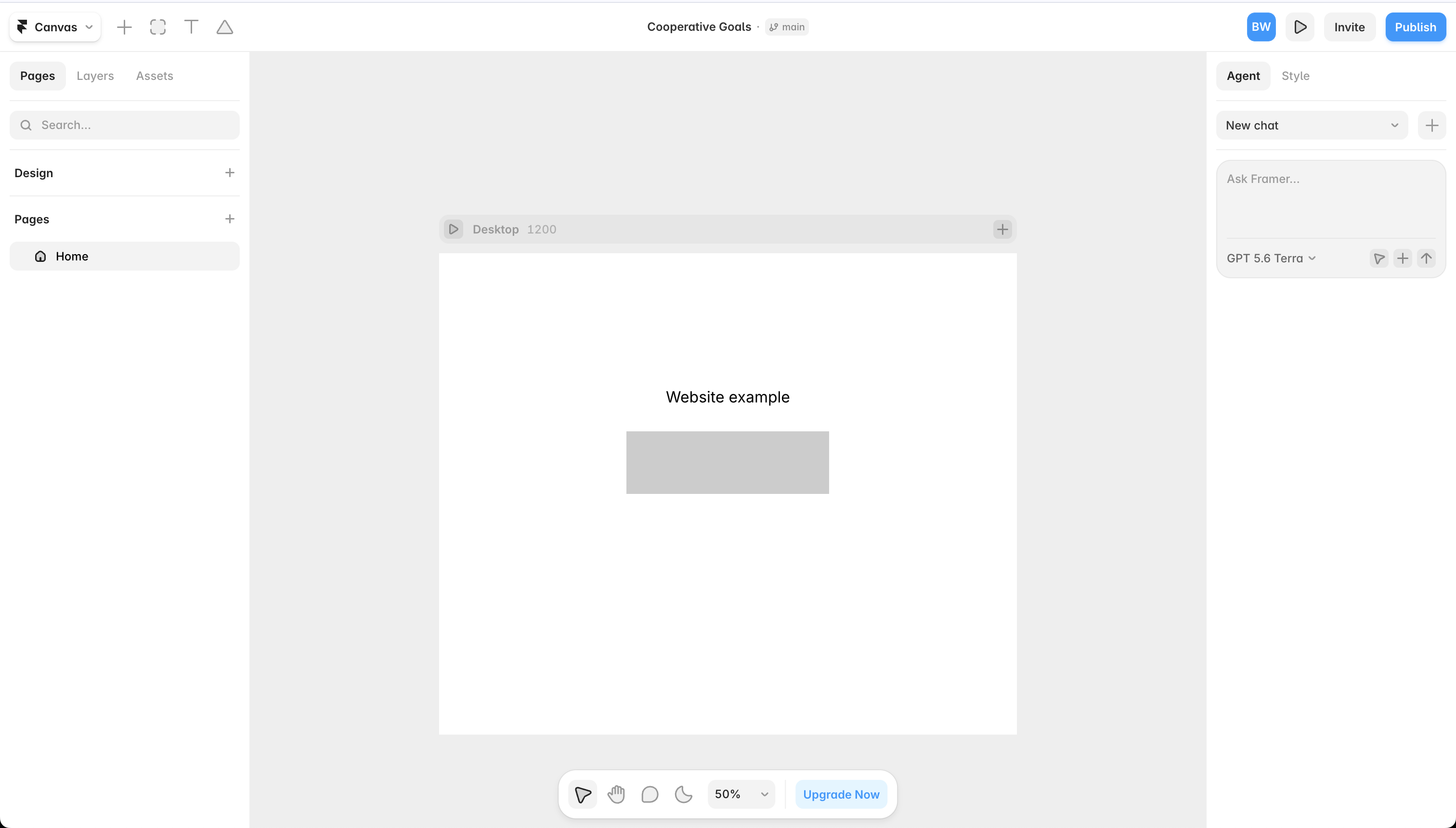 Your website open in the Framer editor